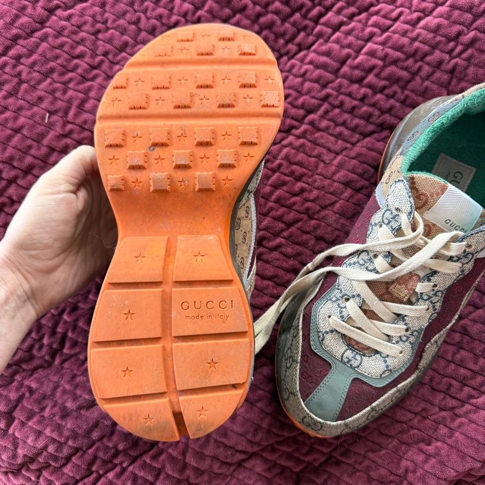 Gucci Multicolor GG Canvas Sneaker with Teal Interior - Picture 3 of 6